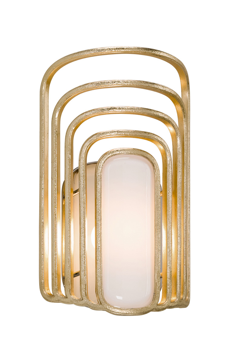 Socialite vintage golden and opal glass wall light. Hudson Valley. 