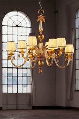Amber crystal chandelier and Swarovski crystal drops. Italamp. Amber crystal chandelier and Swarovski crystal drops. Italamp.