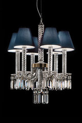 Crystal chandelier 6 lights with drops in Swarovski crystal. Italamp. 