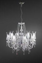 Crystal transparent chandelier and Swarovski drops. Italamp. 