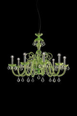 Green crystal chandelier and transparent drops in Swarovski Evergreen. Italamp. Green crystal chandelier and transparent drops in Swarovski Evergreen. Italamp.