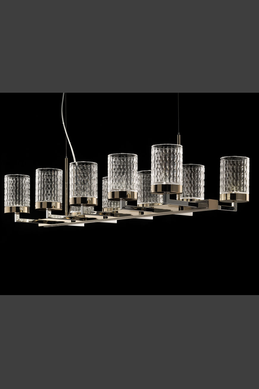 Quarzo contemporary chandelier LED lighting 10 lights. Italamp. 