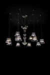 Lustre 12 lumières en cristal cannelé et jeu de suspension. Italamp. 