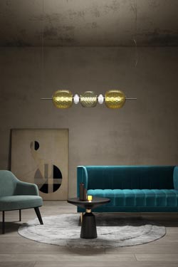 Rita contemporary pendant lamp in crystal and glass balloton. Italamp. 