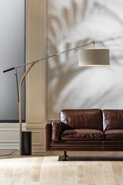 Aria floor lamp, offset and articulated, contemporary style . Italamp. 