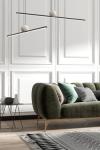 Suspension barre longue noire et marbre blanc Regolo 120cm. Italamp. 