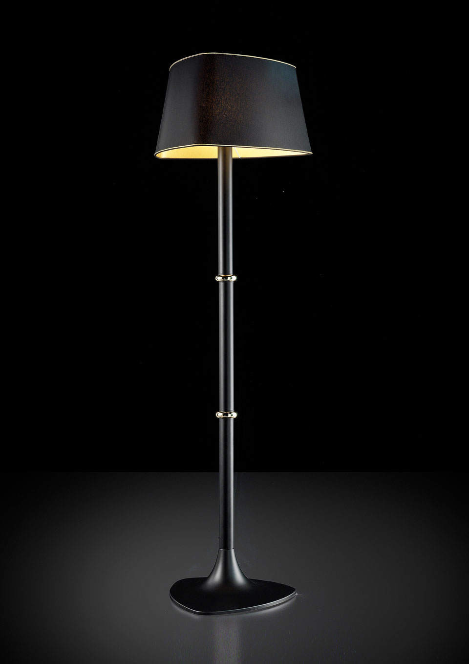 black and gold standing lamp