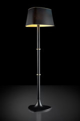 Black and gold floor lamp with matte black metal foot and gold detail Hugo . Italamp. 