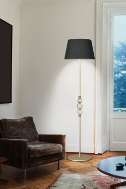 Golden and black floor lamp, decorated with crystal balls Alfredo . Italamp. 