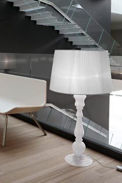 Floor lamp large table lamp style white opal blown glass ETVOILA. Italamp. 
