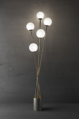 TEA design floor lamp 5 balls in satin white blown glass. Italamp. 