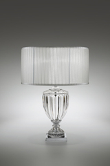 Grande lampe de table en cristal sculpté et abat-jour plissé 58cm. Italamp. Grande lampe de table en cristal sculpté et abat-jour plissé 58cm. Italamp.