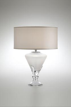 Lampe de table en cristal blanc et transparent. Italamp. 