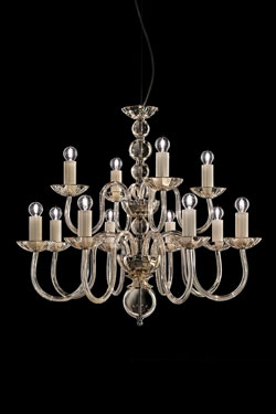 Lustre contemporain 12 lumières, 2 étages. Italamp. 