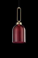 Valentina pendant lamp in red glass and matte gold metal. Italamp. 