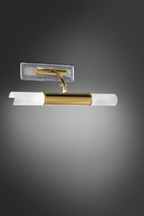 Picture light in satin glass and polished gilded metal 45cm. Italamp. Picture light in satin glass and polished gilded metal 45cm. Italamp.