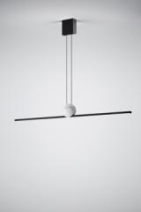 Suspension barre longue noire et marbre blanc Regolo 120cm. Italamp. Suspension barre longue noire et marbre blanc Regolo 120cm. Italamp.