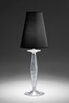 Phebo transparent crystal table lamp with black conical shade. Italamp. 