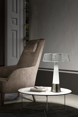 Teco contemporary table lamp in glass and titanium. Italamp. 