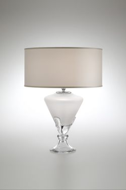 White and transparent crystal table lamp. Italamp. 