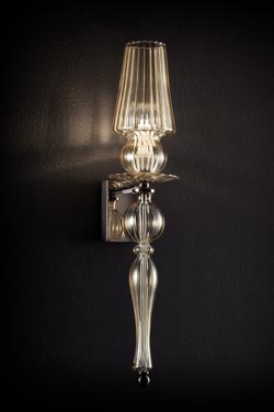 Albatros sconce in amber fluted glass. Italamp. 