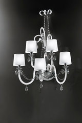 Large 5 lights white glass wall sconce with ivory shade LENOIR. Italamp. Large 5 lights white glass wall sconce with ivory shade LENOIR. Italamp.