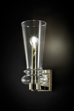 Licio wall lamp in glass and polished gold metal. Italamp. 
