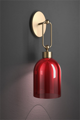 Valentina retro wall lamp with red shade bell shape. Italamp. 