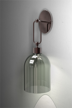 Valentina retro wall lamp with smoked shade in bell shape. Italamp. 