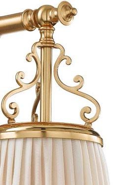Violetta small wall lamp in gilded bronze and ivory pleated shade. Jacques Garcia. 