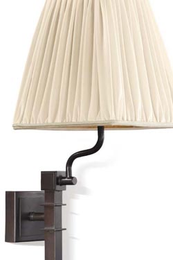 Giuseppe antique bronze wall lamp with ivory pleated silk shade. Jacques Garcia. 