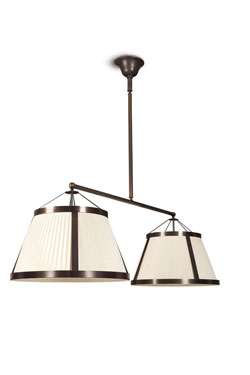 2-light pendant lamp in antique bronze Sartre. Jacques Garcia. 