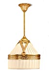 Margot pendant in gilded bronze ivory shade in pleated silk. Jacques Garcia. 