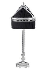 Diderot chrome bronze lamp and conical shade in black pleated silk. Jacques Garcia. Diderot chrome bronze lamp and conical shade in black pleated silk. Jacques Garcia.