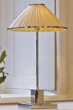 Soho chrome bronze table lamp and ivory silk. Jacques Garcia. 