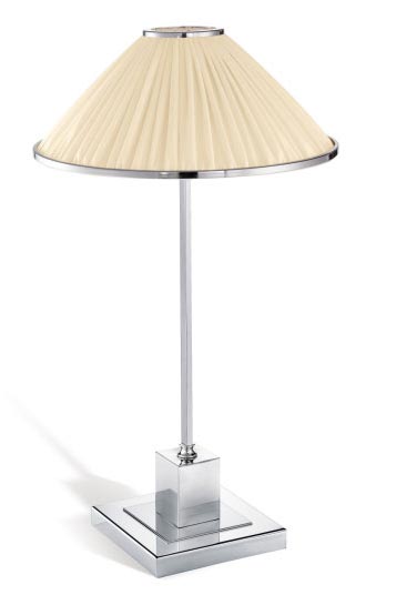 Soho chrome bronze table lamp and ivory silk. Jacques Garcia. 