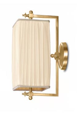 Babylon PM rectangular wall lamp with gilt bronze frame and ivory pleated silk. Jacques Garcia. 