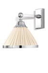 Brooklyn chrome wall lamp and ivory pleated silk conical shade. Jacques Garcia. 