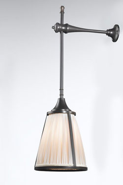 Domitian black lantern and ivory pleated silk wall lamp. Jacques Garcia. 