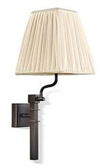 Giuseppe antique bronze wall lamp with ivory pleated silk shade. Jacques Garcia. 