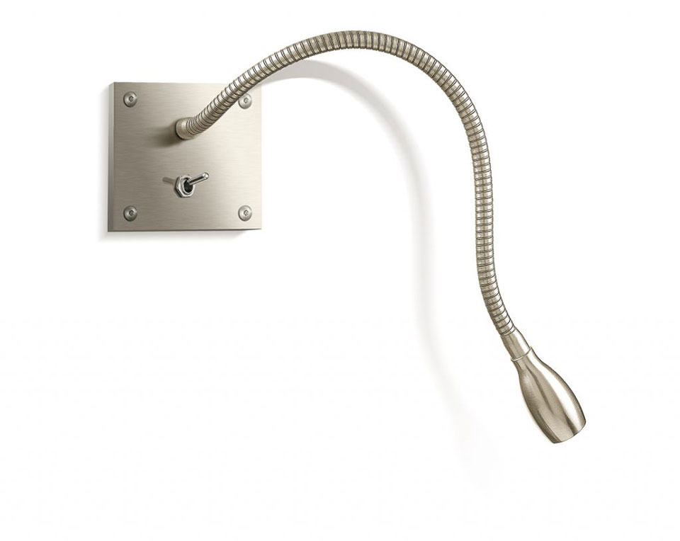 OhLaLa wall lamp with flexible arm in satin silver. Jacques Garcia. 