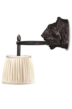 Old antique bronze lion head patina wall lamp. Jacques Garcia. 