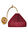 Racine large hanging wall lamp in gilded bronze and red theater lampshade. Jacques Garcia. 