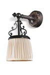 Violetta antique bronze small sconce and ivory pleated shade. Jacques Garcia. 