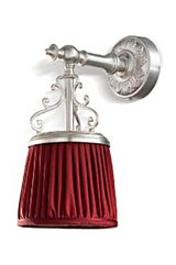 Violetta Small  satin Silver Bronze  and  Red Theater Pleated shade wall lamp. Jacques Garcia. 