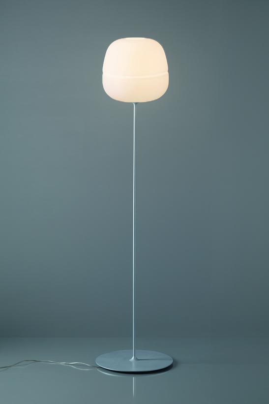  White frosted glass globe floor lamp Afra collection. Karboxx. 