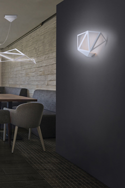 Starlight pendant with graphic design in white aluminum. Karboxx. 