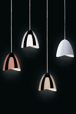 Mirage pendant polished brass bell and LED lighting. Karboxx. 