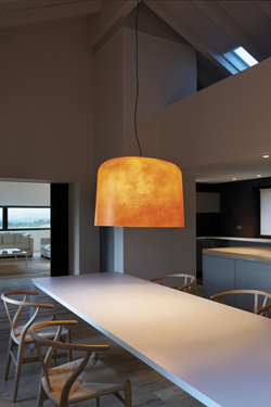 Ola orange fiberglass pendant. Karboxx. 