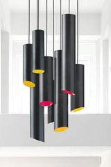 Black carbon fiber tube pendant Slice interior yellow 36cm. Karboxx. Black carbon fiber tube pendant Slice interior yellow 36cm. Karboxx.